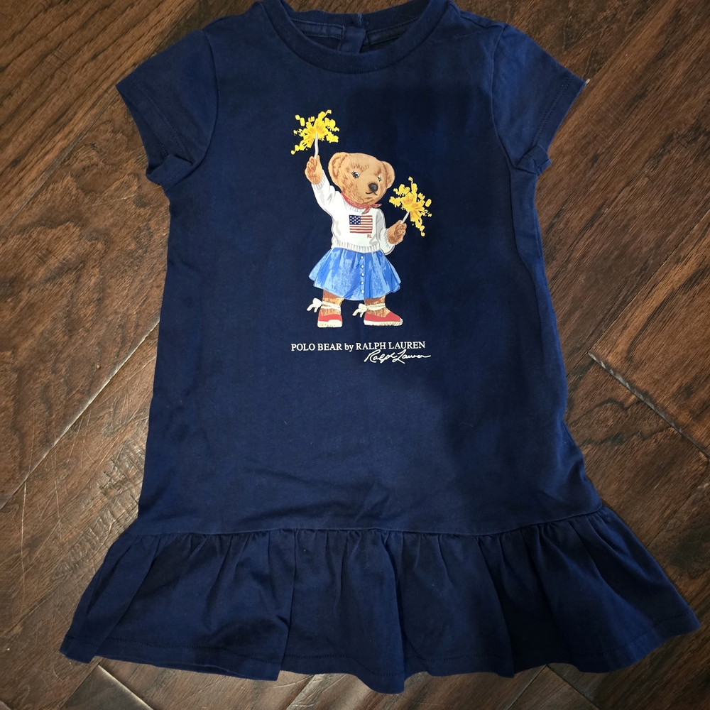 Ralph Lauren Kids Dress in Navy with Bear Design